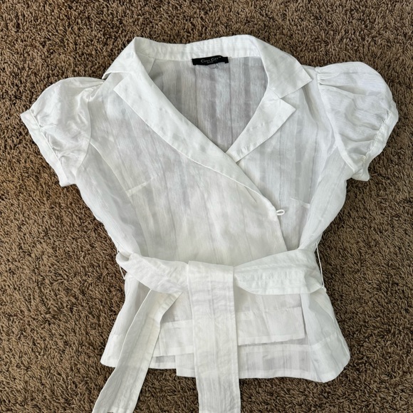 Lightweight linen button up Blouse Sz SP - Picture 9 of 10